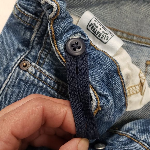 Adjustable Waist Relaxed Straight Leg Blue Jeans Size 14 Reg Levis Signature - Picture 5 of 11